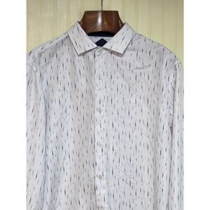 Alex Vando‎ Shirt Mens Large White Blue Print Long Sleeve Button Front Casual